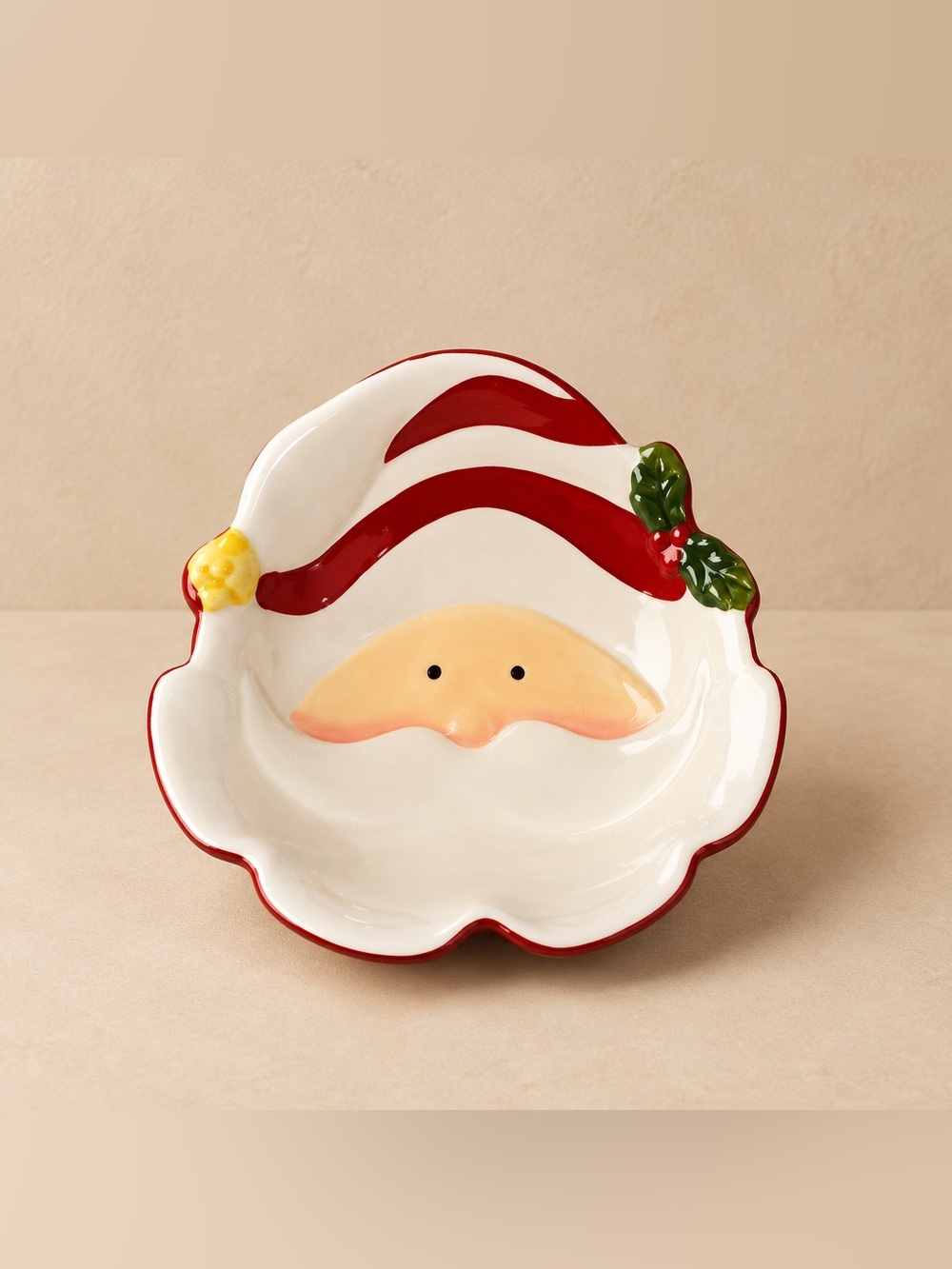 Santa Face Earthenware Christmas Candy Dish Bowl Nuts Snacks Holiday